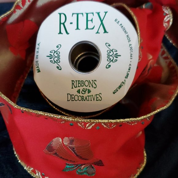 Vintage R-Tex Heavy Brocade Christmas Bells Ribbon 3" wide x 4.5 yrds-Gold Edge - Picture 6 of 6